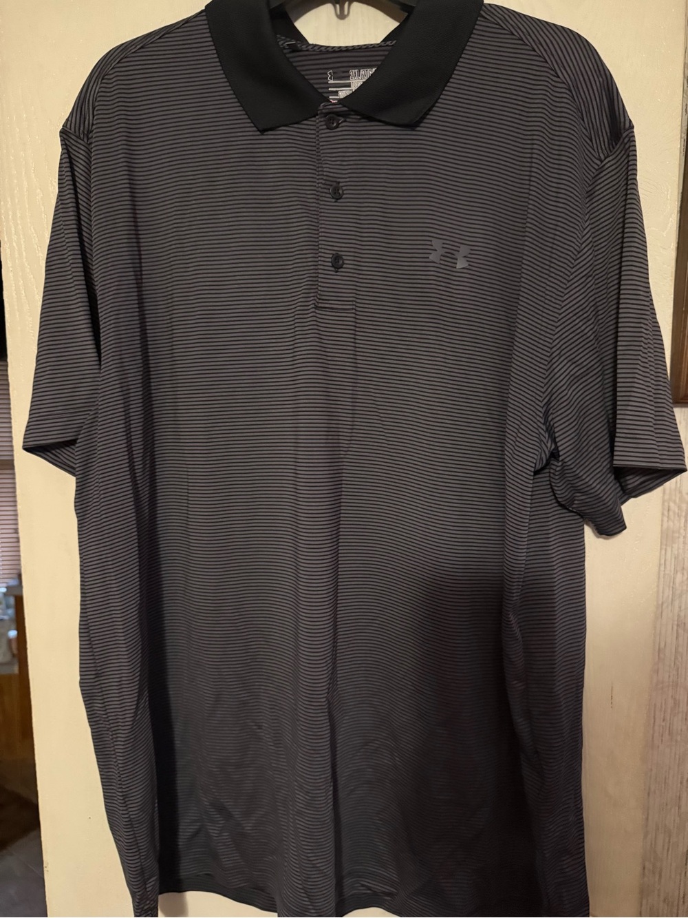 Under Armour Men’s Black & Gray Micro-Stripe Polo